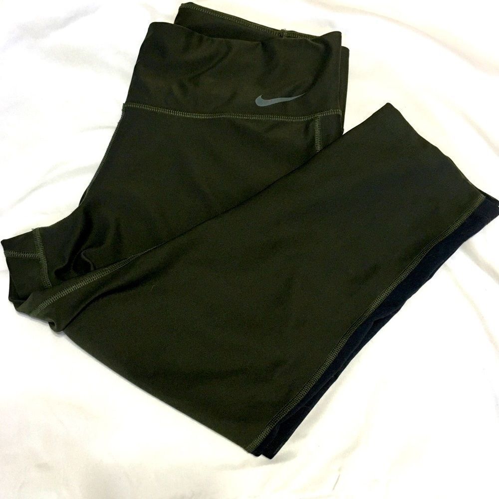 Nike • Army Green Sheer Side Crop Leggings